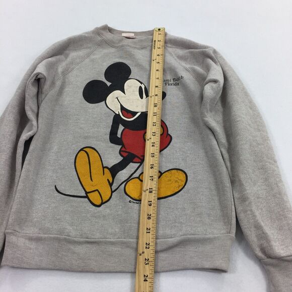 VTG 1970s Disney Mickey Mouse Florida Crewneck Pullover Sweatshirt S Gray Sherry - Picture 8 of 8
